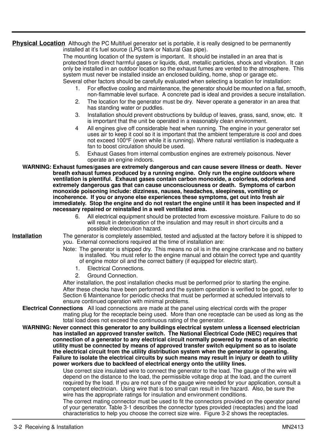 Baldor Series PC Mutlifuel manual Installation 