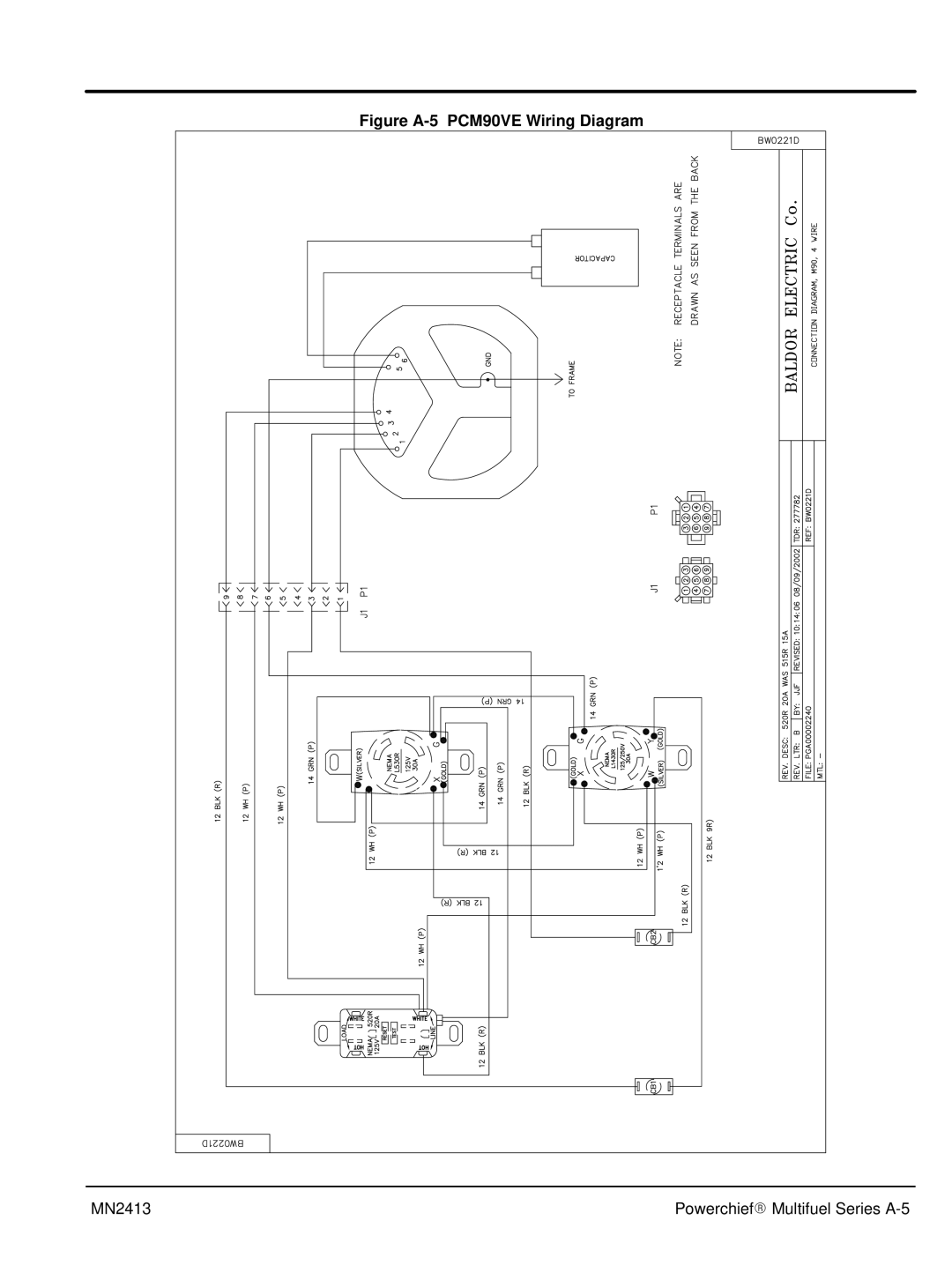 Baldor Series PC Mutlifuel manual Figure A-5 PCM90VE Wiring Diagram 