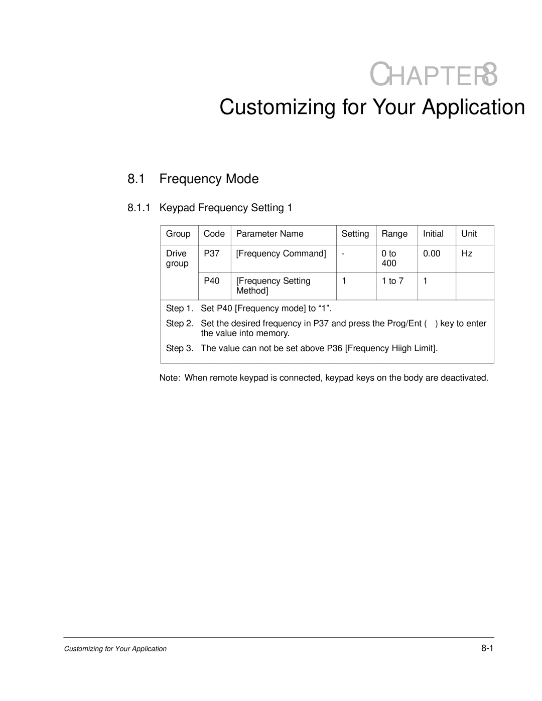 Baldor VS1MD instruction manual Frequency Mode, Keypad Frequency Setting 