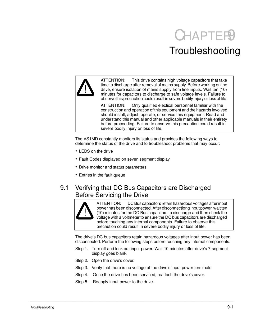 Baldor VS1MD instruction manual Troubleshooting 