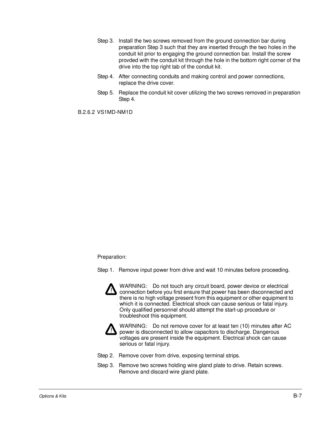 Baldor instruction manual 6.2 VS1MD-NM1D Preparation 