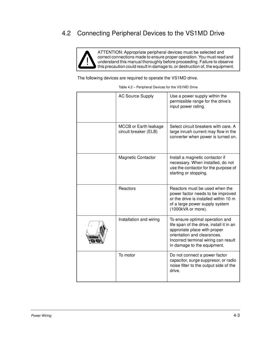 Baldor instruction manual Connecting Peripheral Devices to the VS1MD Drive 