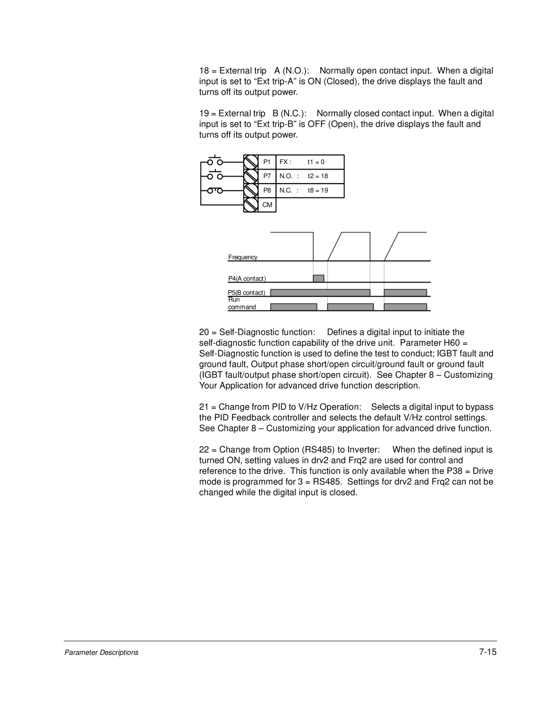 Baldor VS1MD instruction manual Frequency P4A contact P5B contact Run command 