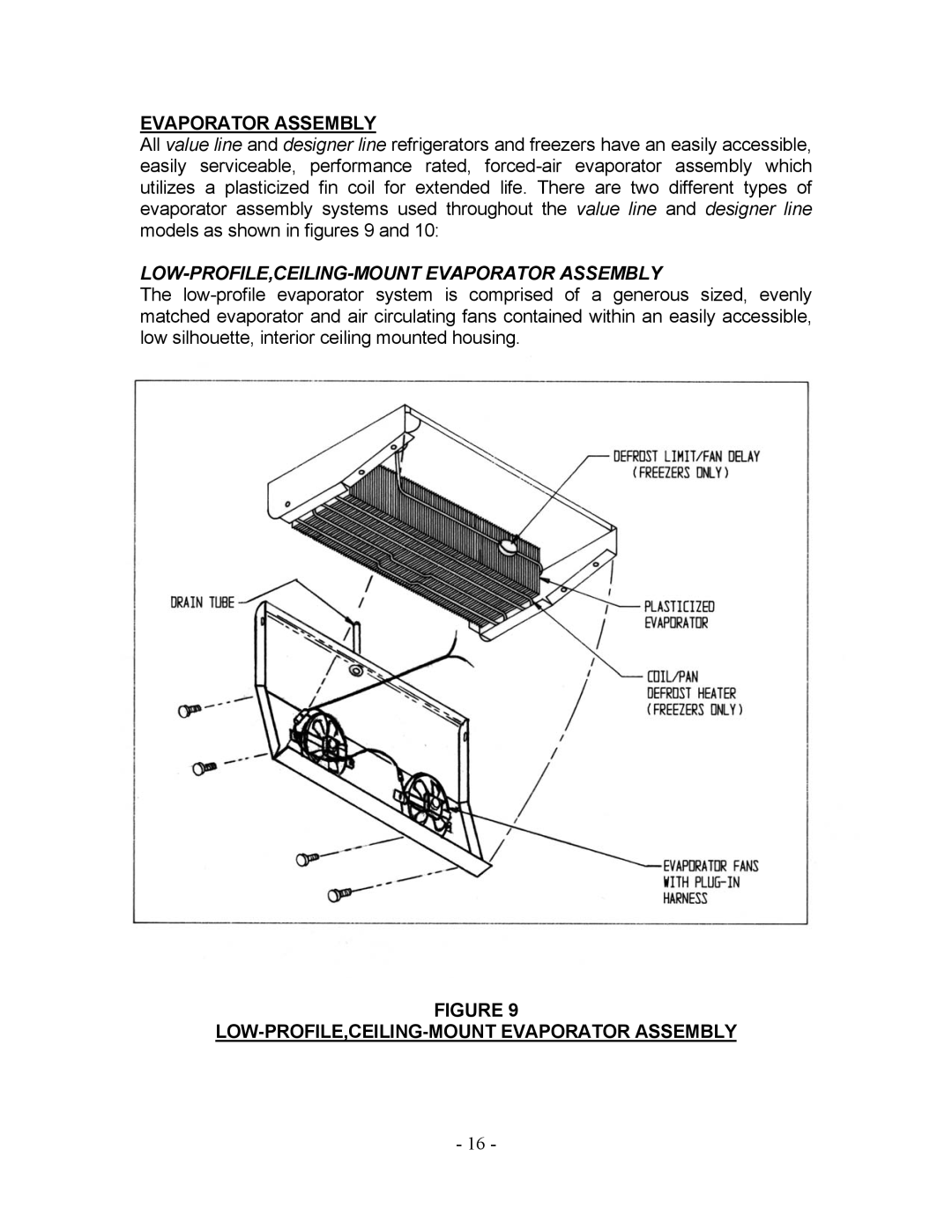 Bally Refrigerated Boxes Refrigerators/Freezers/Warmers manual LOW-PROFILE,CEILING-MOUNT Evaporator Assembly 