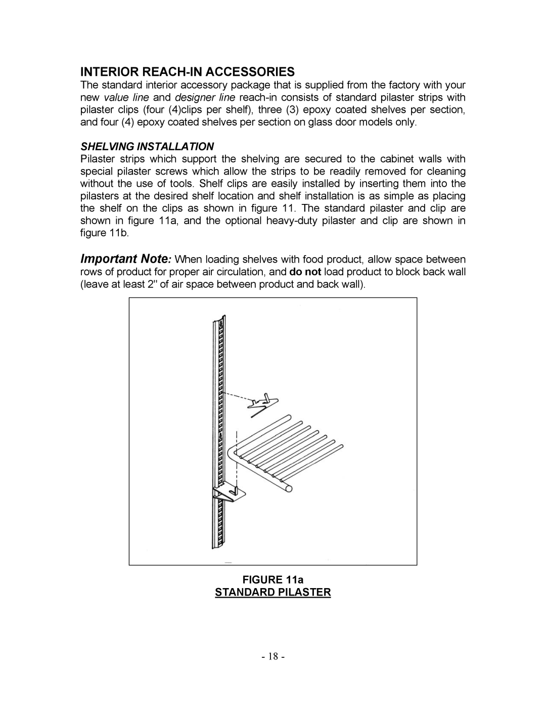 Bally Refrigerated Boxes Refrigerators/Freezers/Warmers manual Interior REACH-IN Accessories, Standard Pilaster 