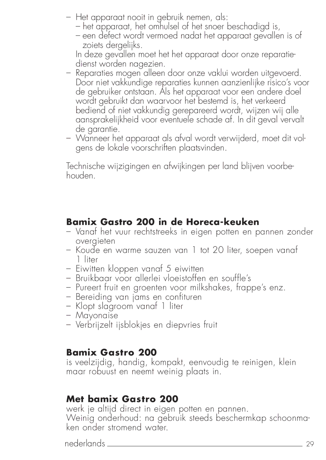 Bamix 103.062 manual Bamix Gastro 200 in de Horeca-keuken, Met bamix Gastro 