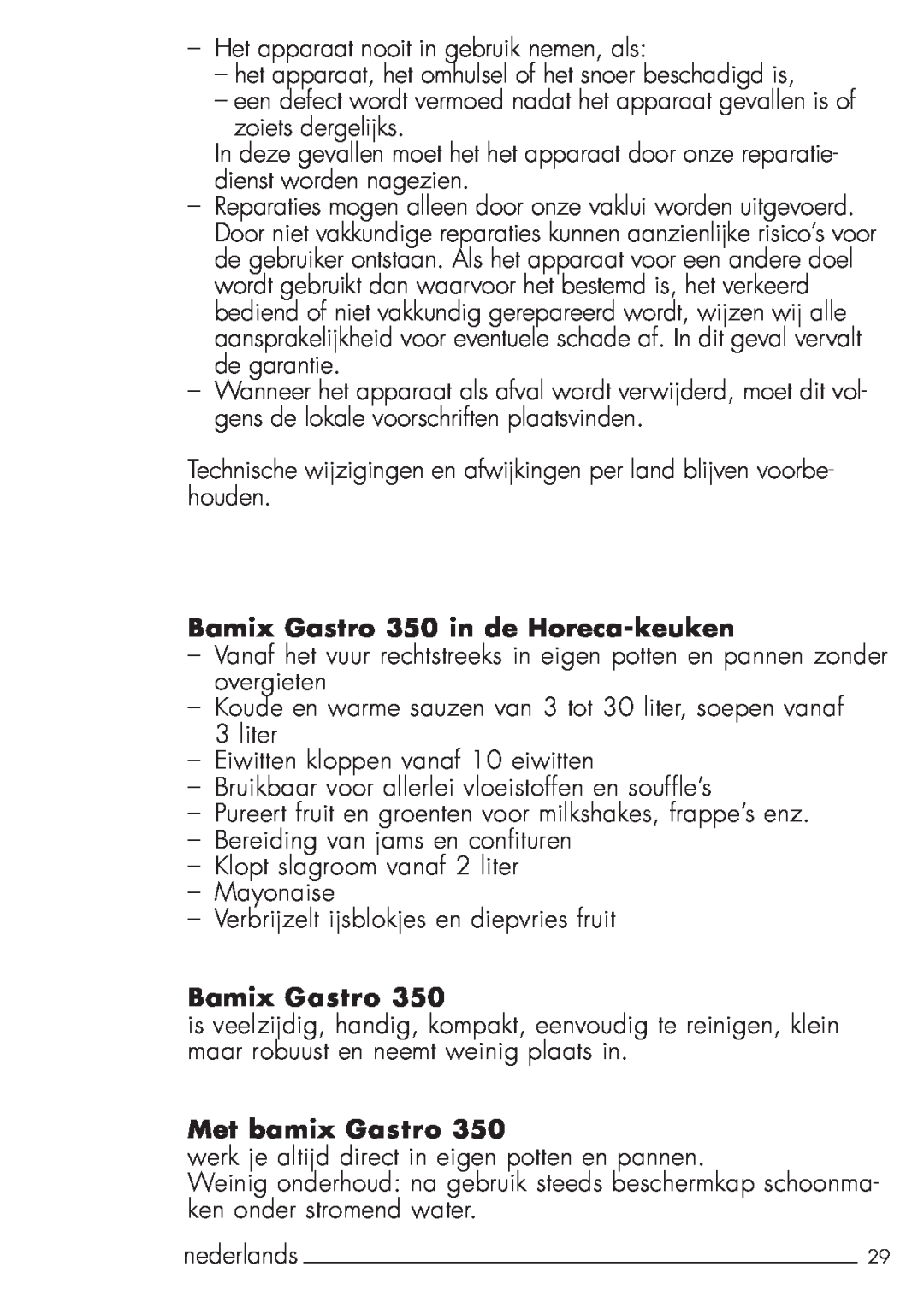Bamix 106.031 manual Bamix Gastro 350 in de Horeca-keuken, Met bamix Gastro 
