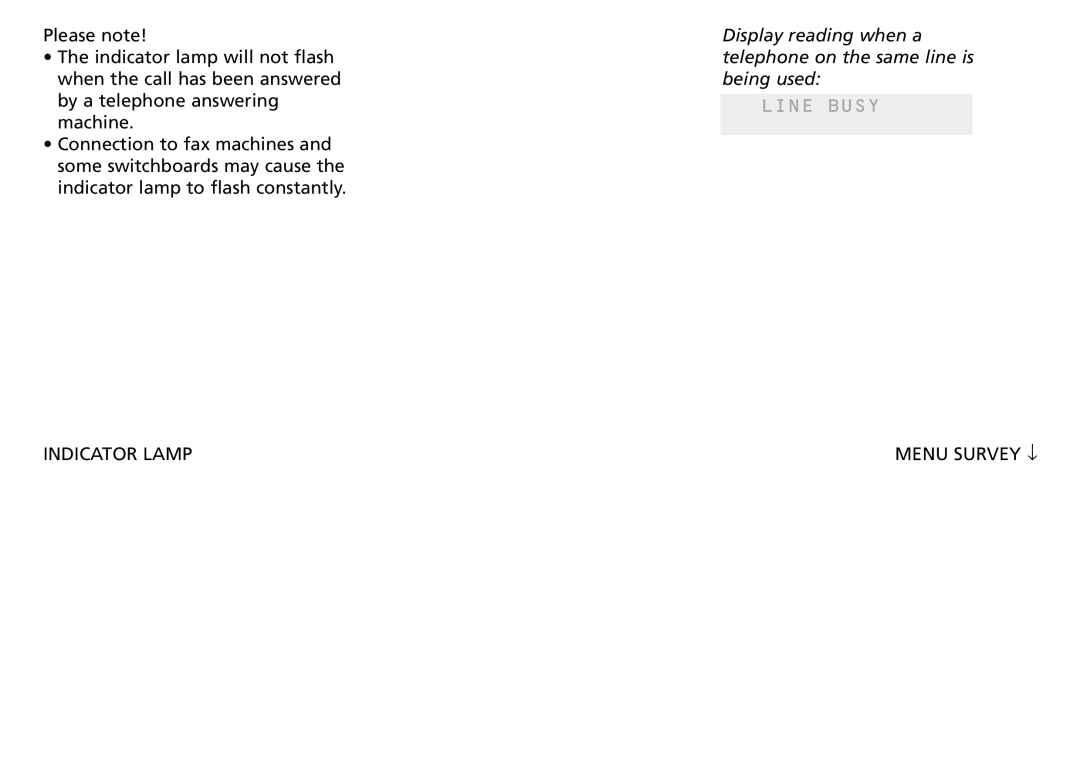 Bang & Olufsen 2500 manual Line Busy, Indicator Lamp 