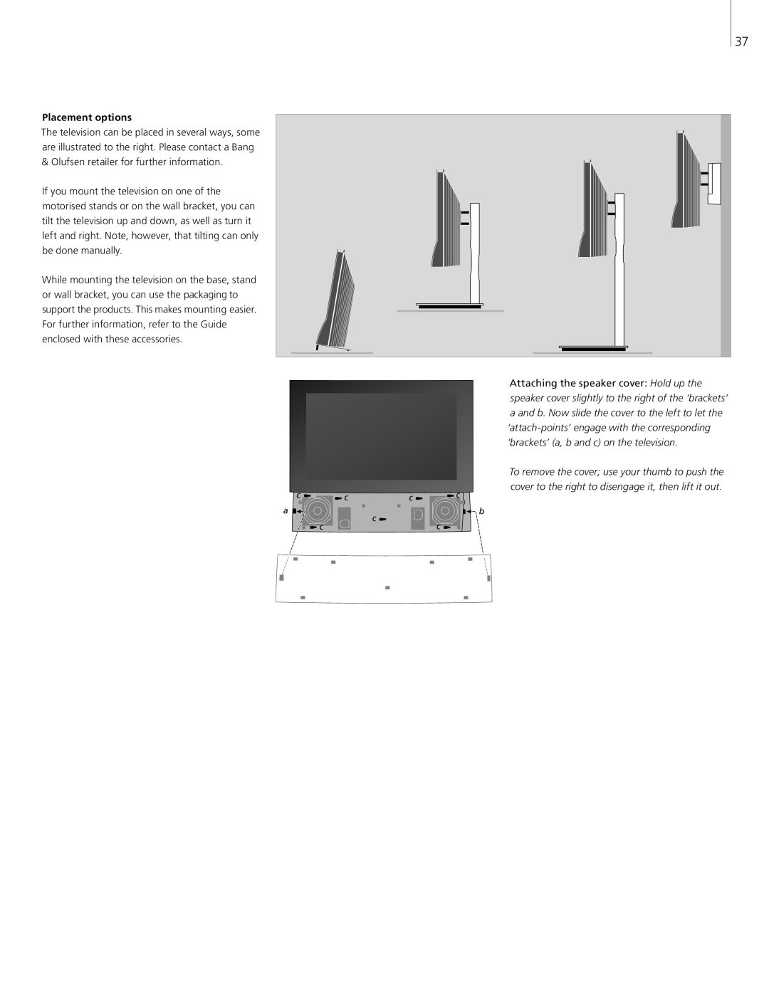 Bang & Olufsen 26-Jun manual Placement options 