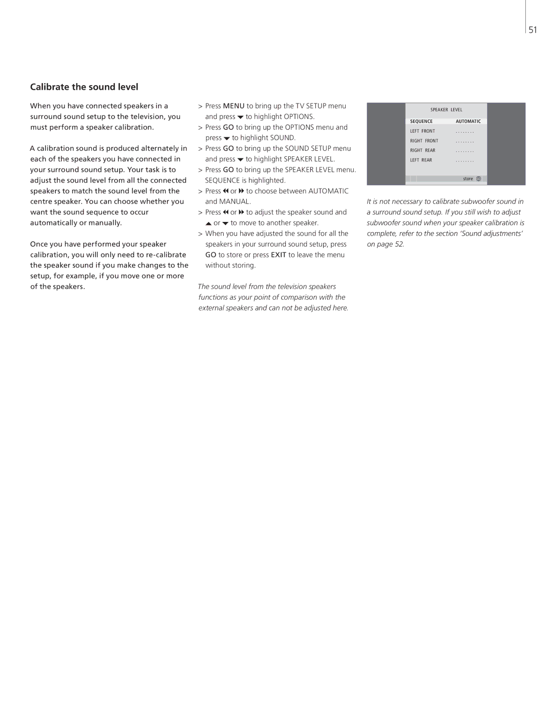 Bang & Olufsen 26-Jun manual Calibrate the sound level 