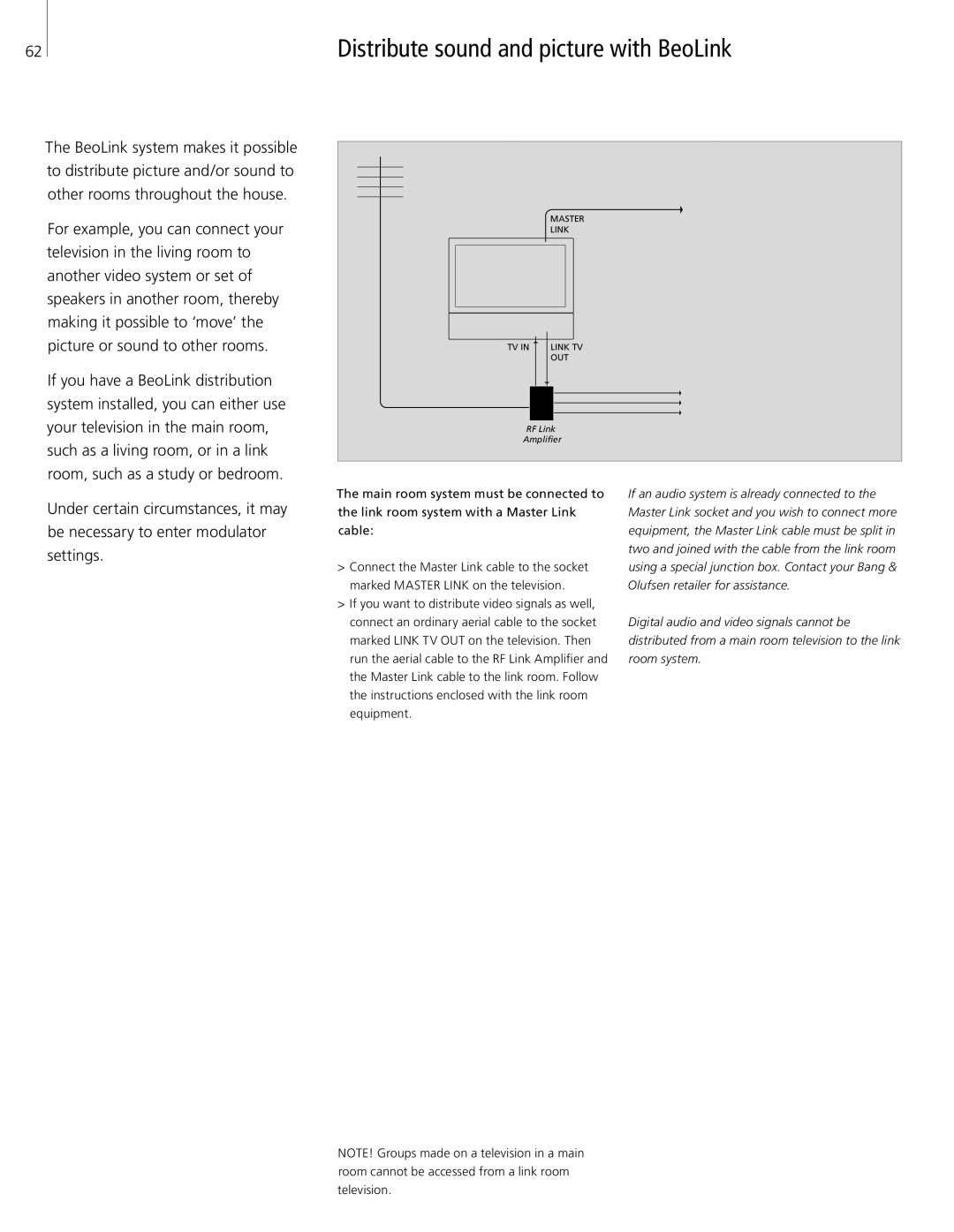 Bang & Olufsen 26-Jun manual Distribute sound and picture with BeoLink 