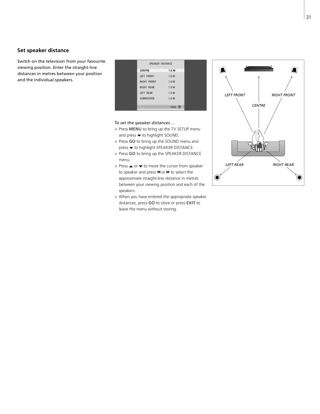 Bang & Olufsen 8 manual Set speaker distance, To set the speaker distances … 