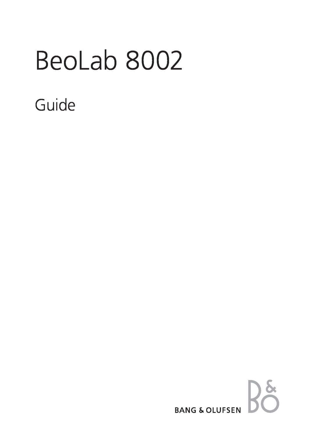 Bang & Olufsen 8002 manual BeoLab, Guide 