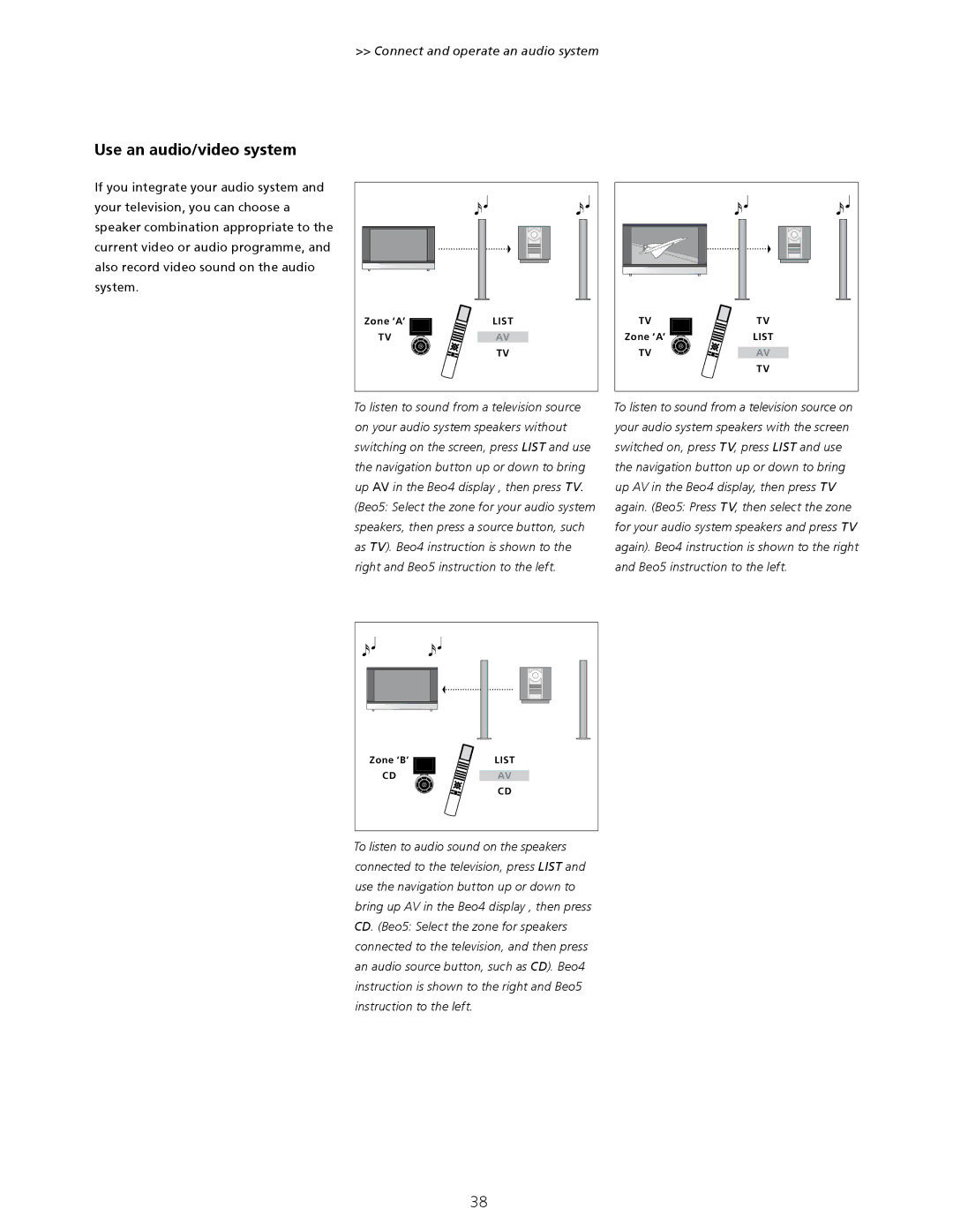 Bang & Olufsen Aug-40 manual Use an audio/video system 