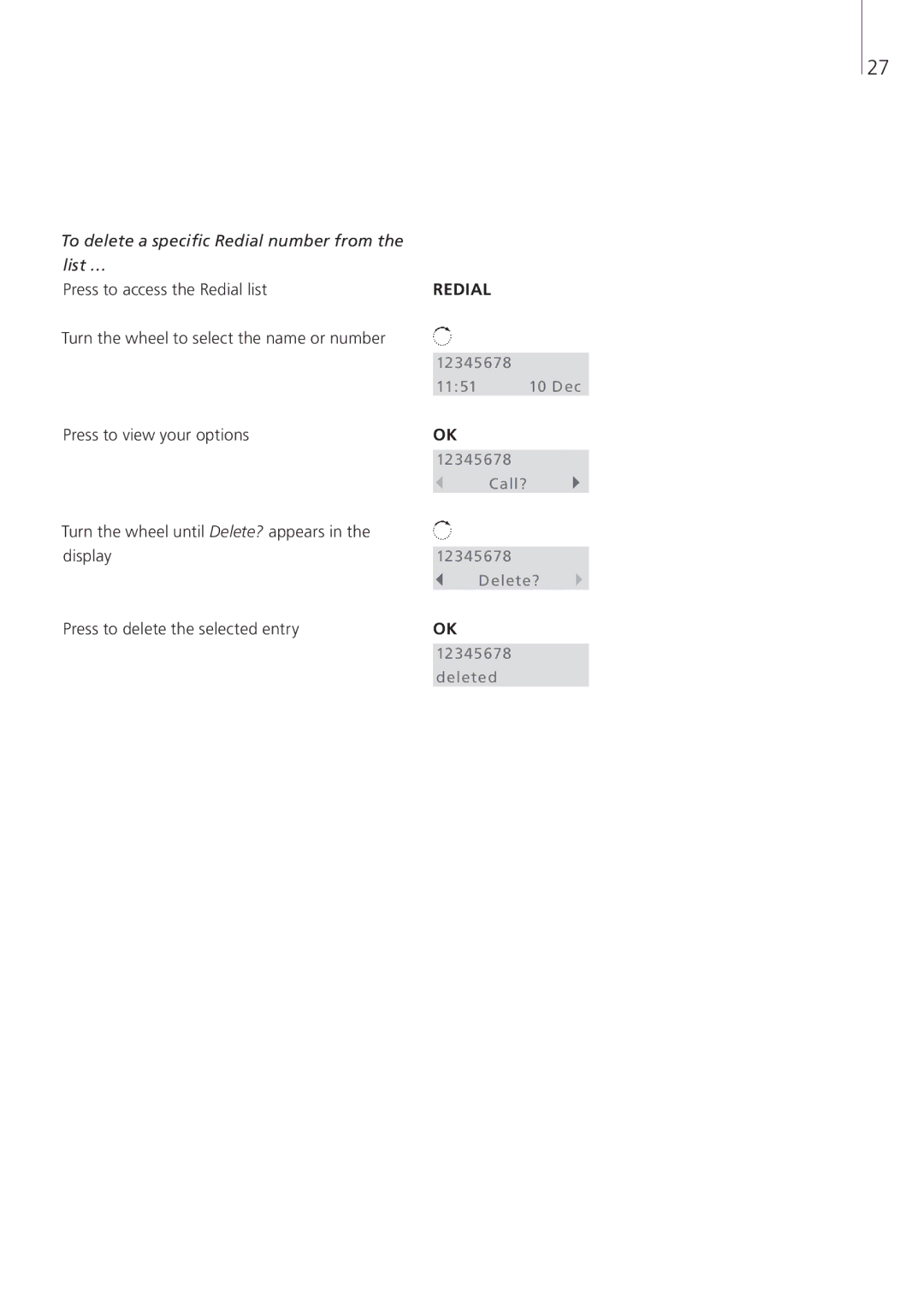 Bang & Olufsen Beocom 6000 manual Turn the wheel to select the name or number, Press to view your options 