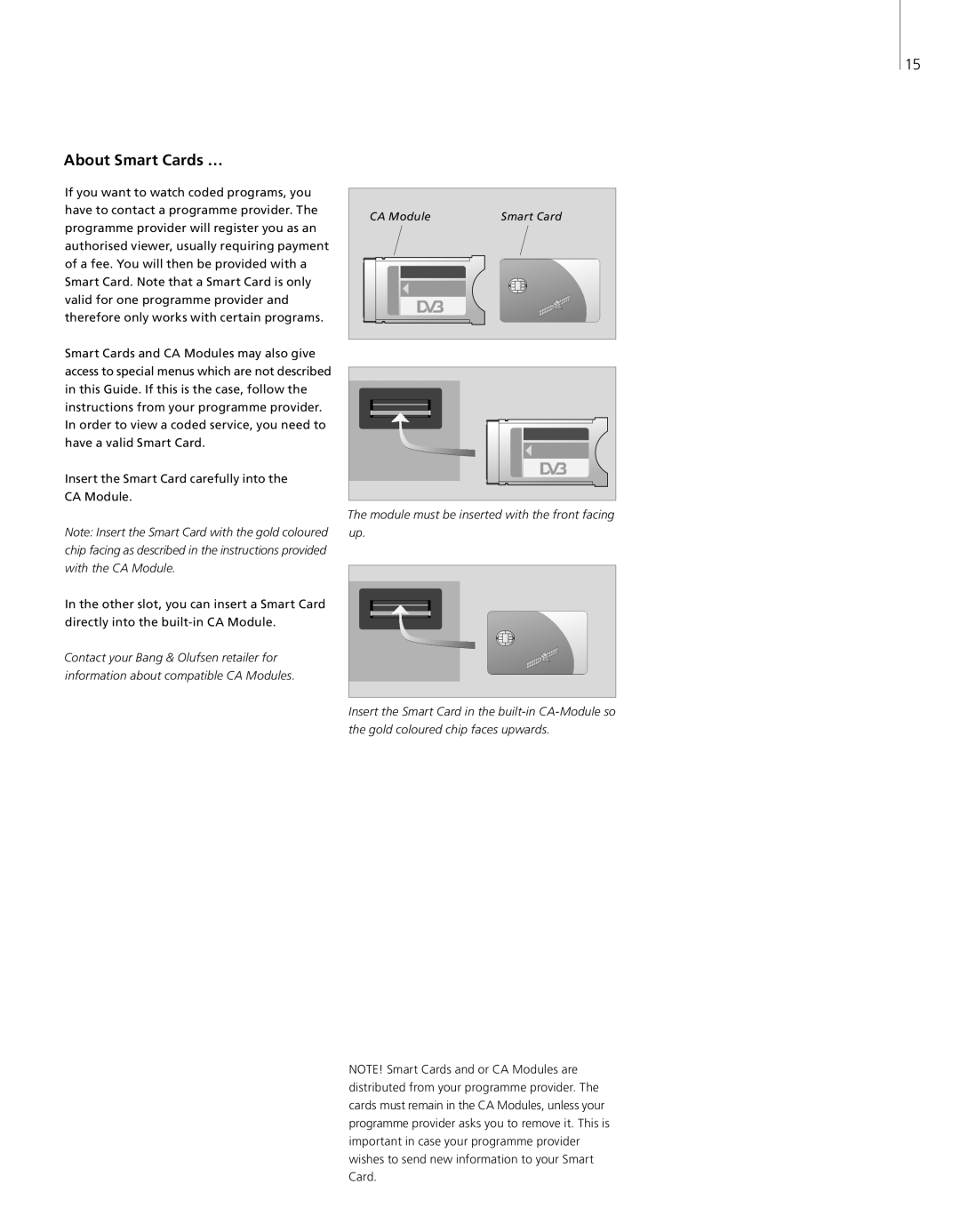 Bang & Olufsen DVBT/S manual About Smart Cards … 