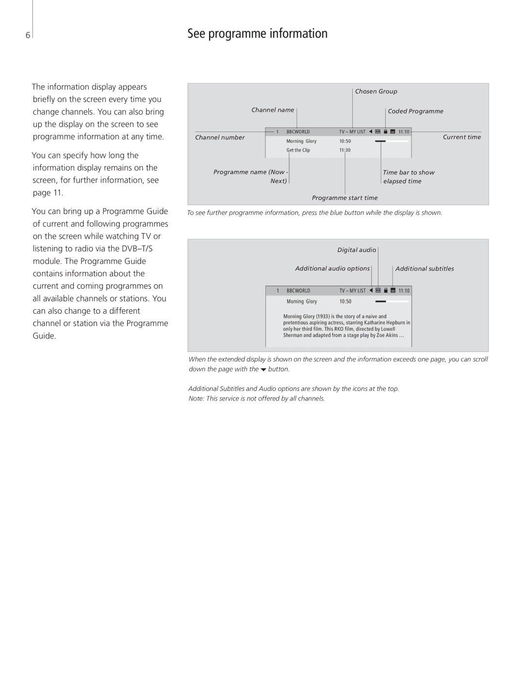 Bang & Olufsen DVBT/S manual See programme information 