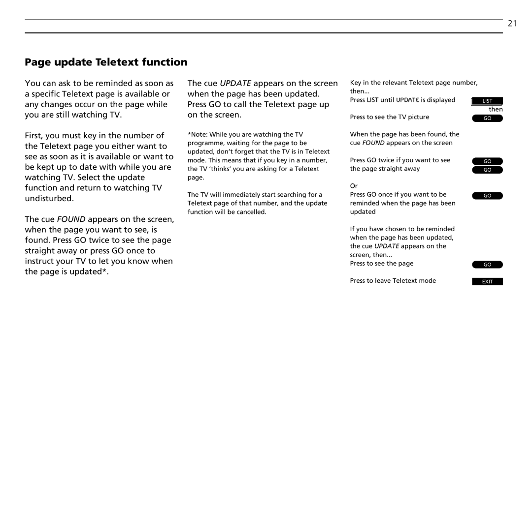 Bang & Olufsen MX 4002 manual Update Teletext function 