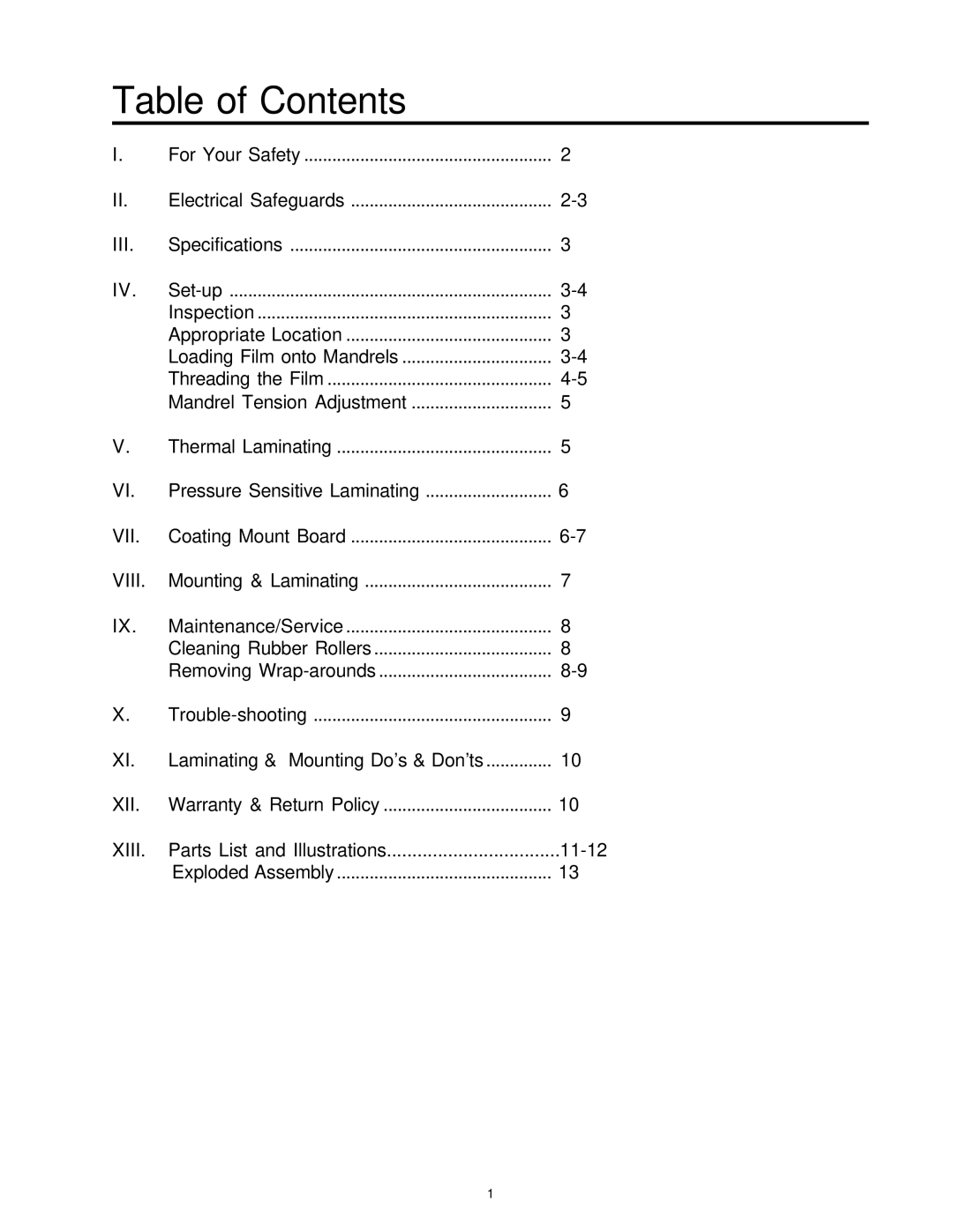 Banner American Products BA-EN45 manual Table of Contents 