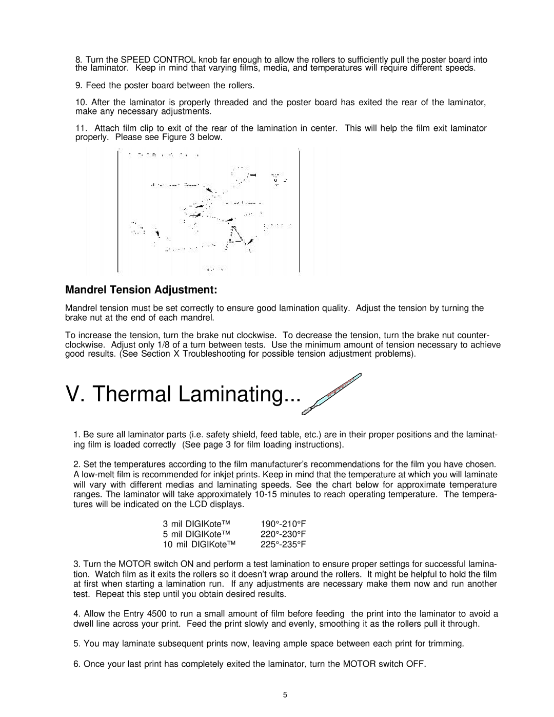 Banner American Products BA-EN45 manual Thermal Laminating, Mandrel Tension Adjustment 