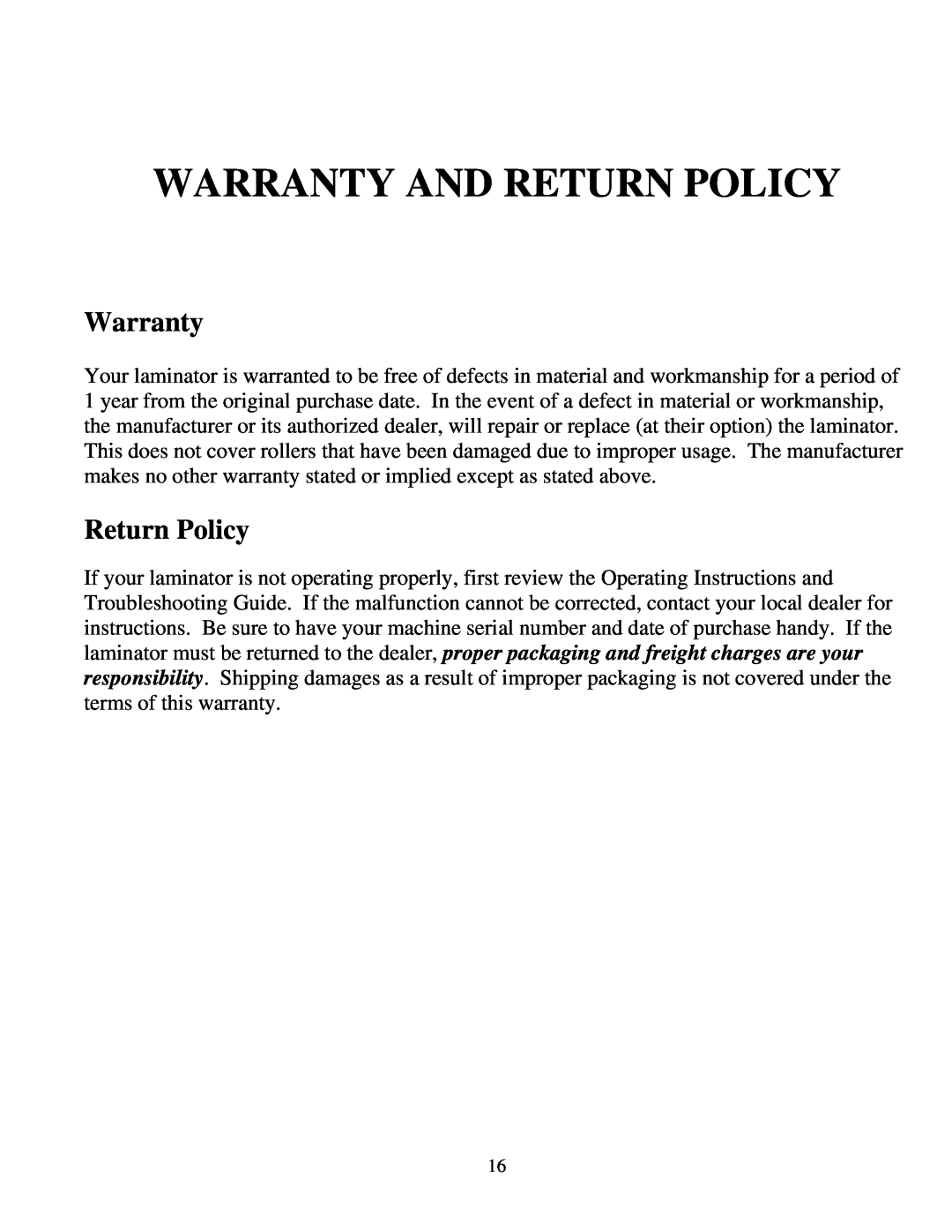 Banner American Products MIGHTYLAM 2700 manual Warranty And Return Policy 