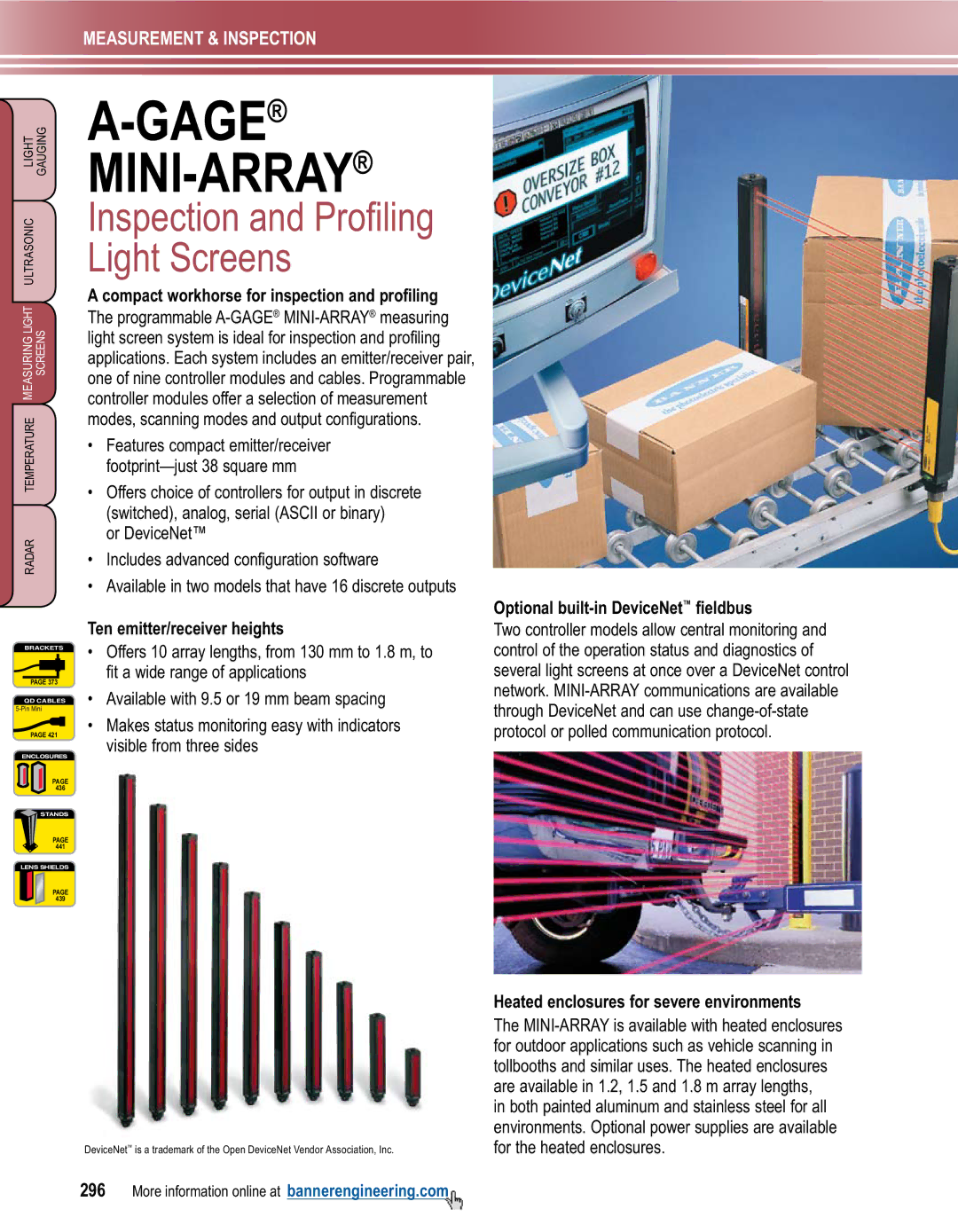 Banner L-GAGE manual Gage MINI-ARRAY, Inspection and Profiling Light Screens 