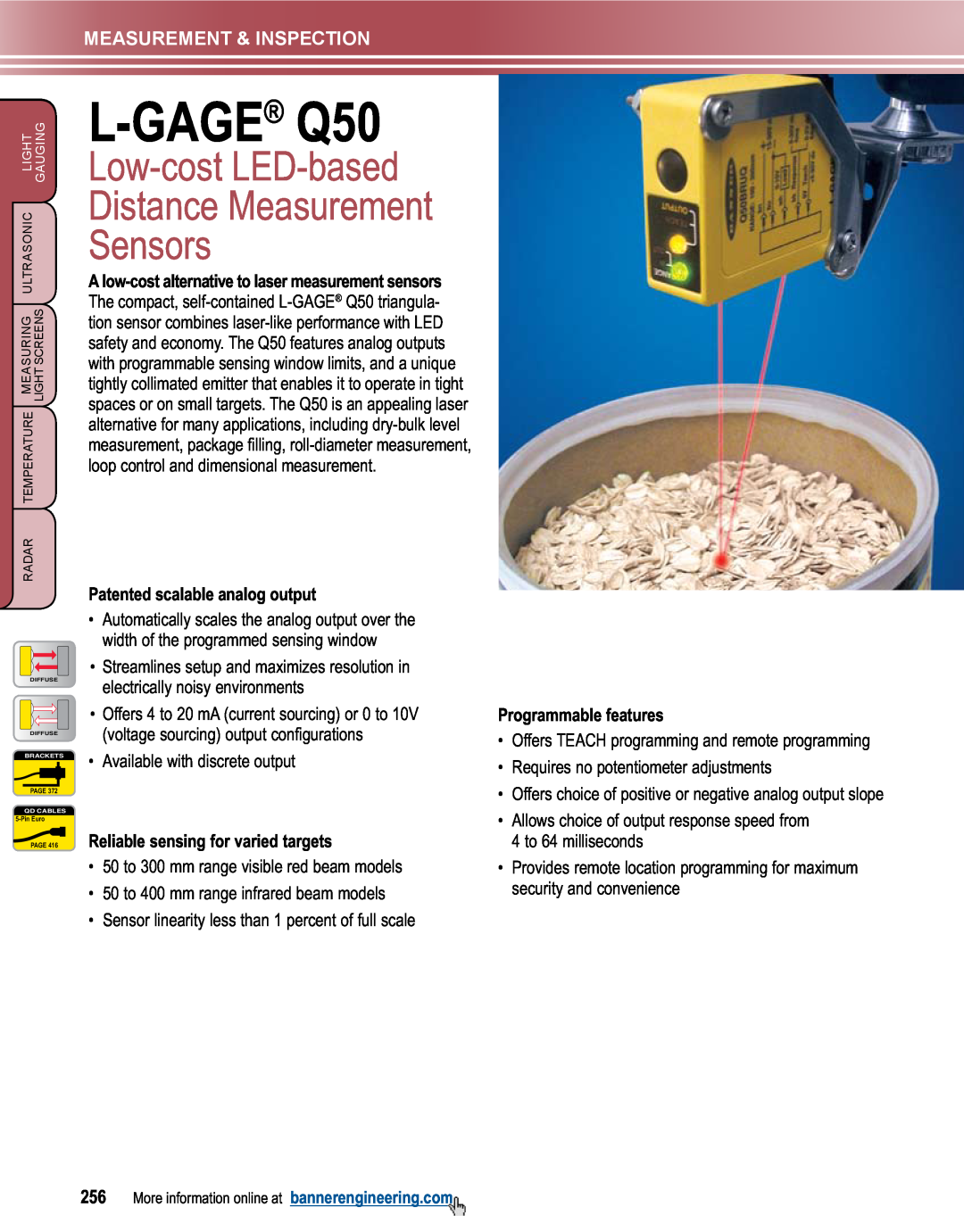 Banner manual L-GAGE Q50, Low-cost LED-based Distance Measurement Sensors, Measurement & Inspection 