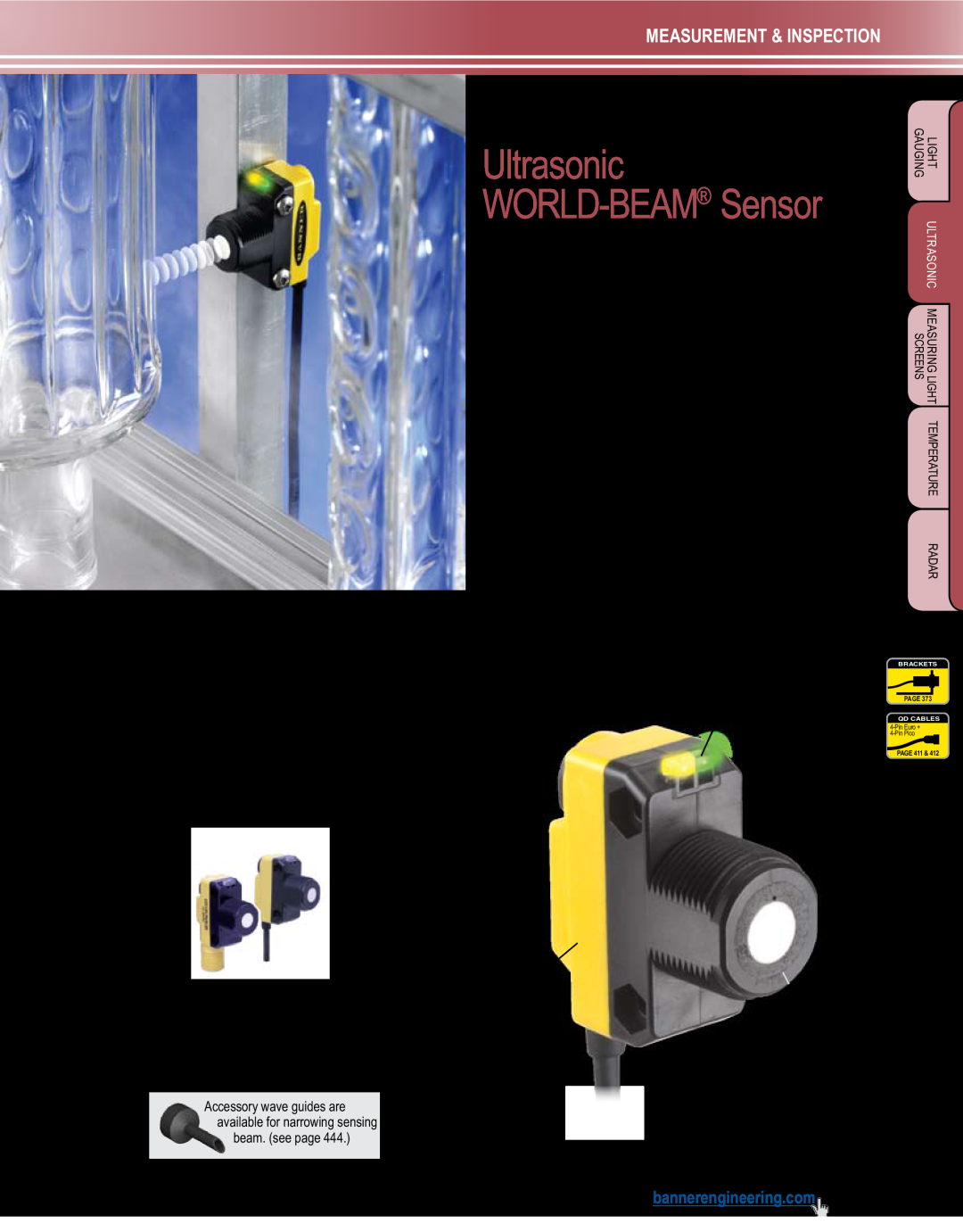 Banner L-GAGE manual QS18U, Ultrasonic, WORLD-BEAM Sensor, Measurement & Inspection 