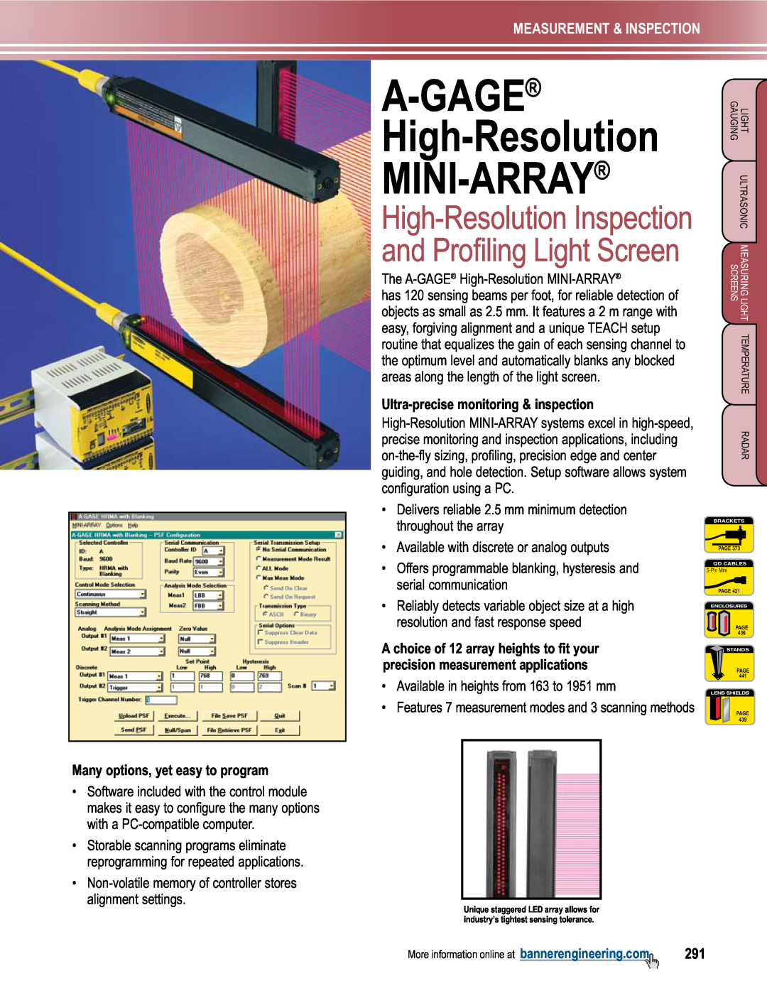 Banner L-GAGE manual A-GAGE High-Resolution MINI-ARRAY, High-Resolution Inspection and Profiling Light Screen 