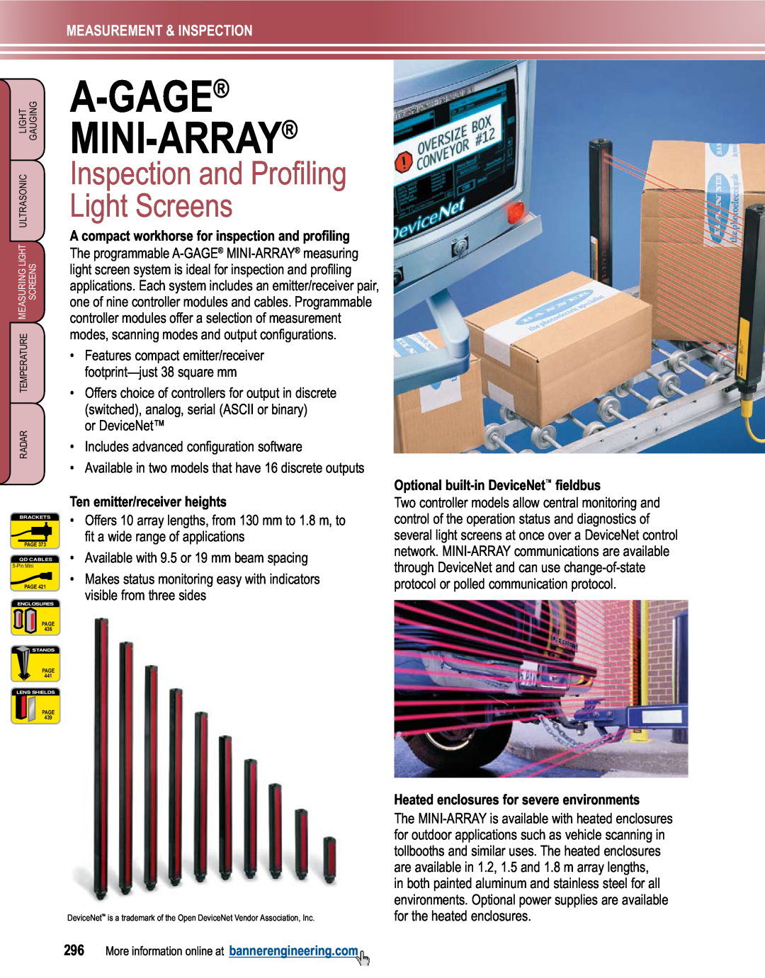 Banner L-GAGE manual A-Gage Mini-Array, Inspection and Profiling Light Screens, Measurement & Inspection 