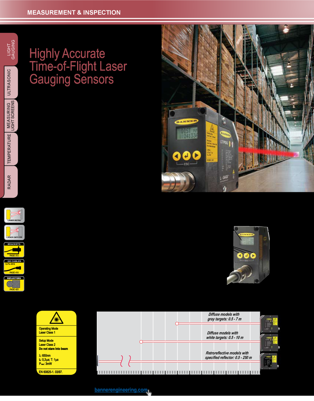 Banner manual L-GAGE LT7, Highly Accurate Time-of-Flight Laser Gauging Sensors, Measurement & Inspection 