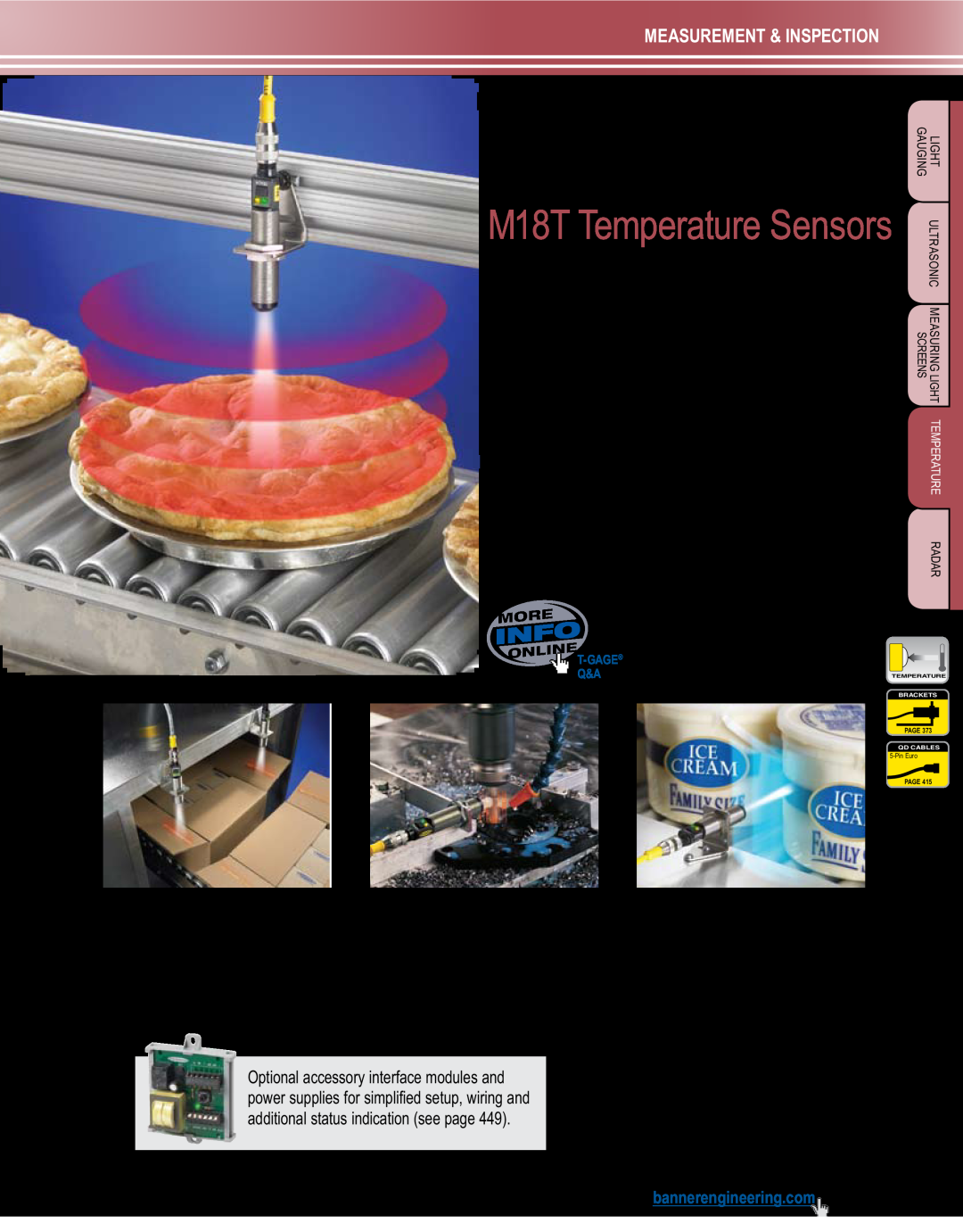 Banner L-GAGE manual T-Gage, M18T Temperature Sensors, Measurement & Inspection 