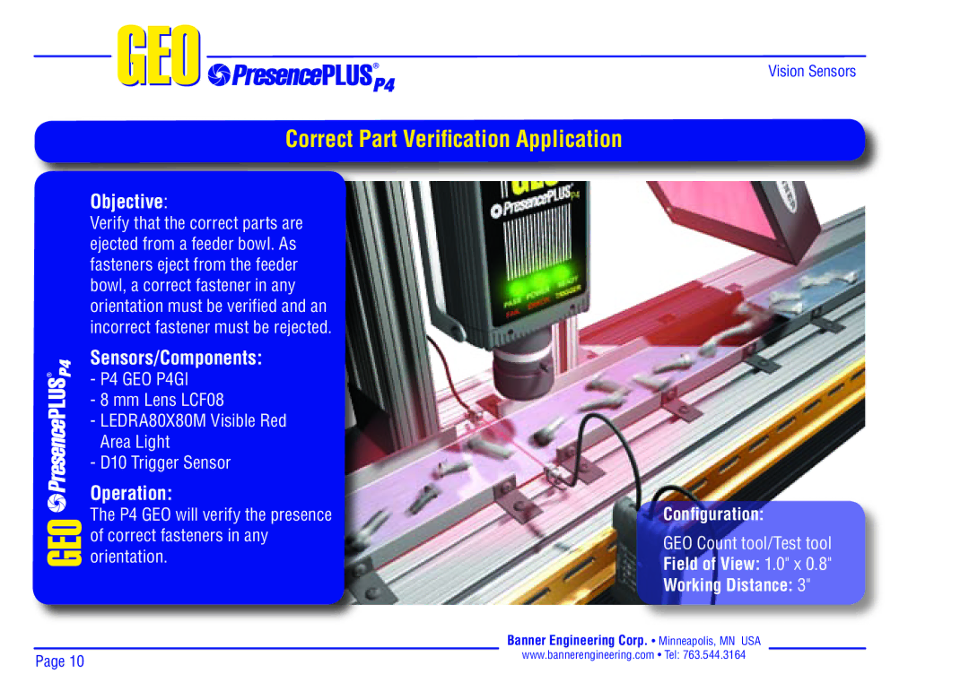 Banner P4 manual Correct Part Veriﬁcation Application 