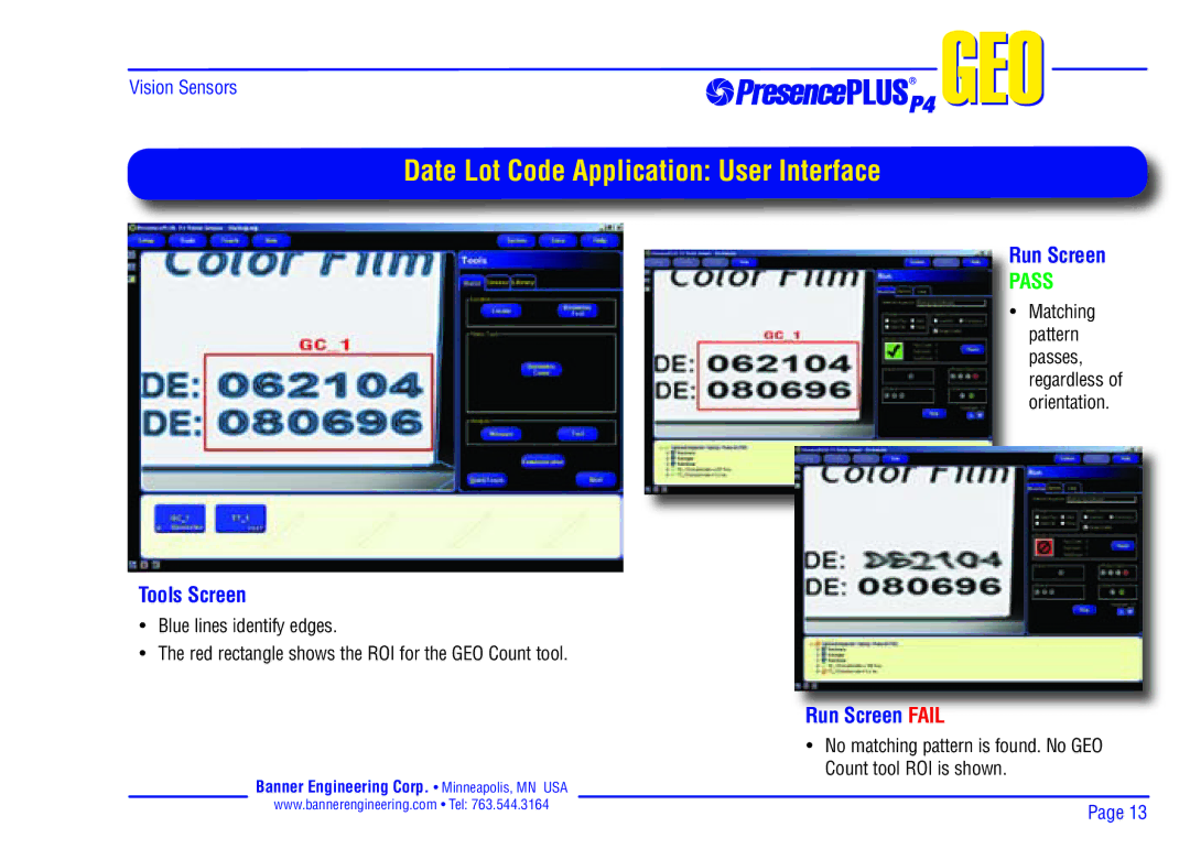 Banner P4 manual Date Lot Code Application User Interface 