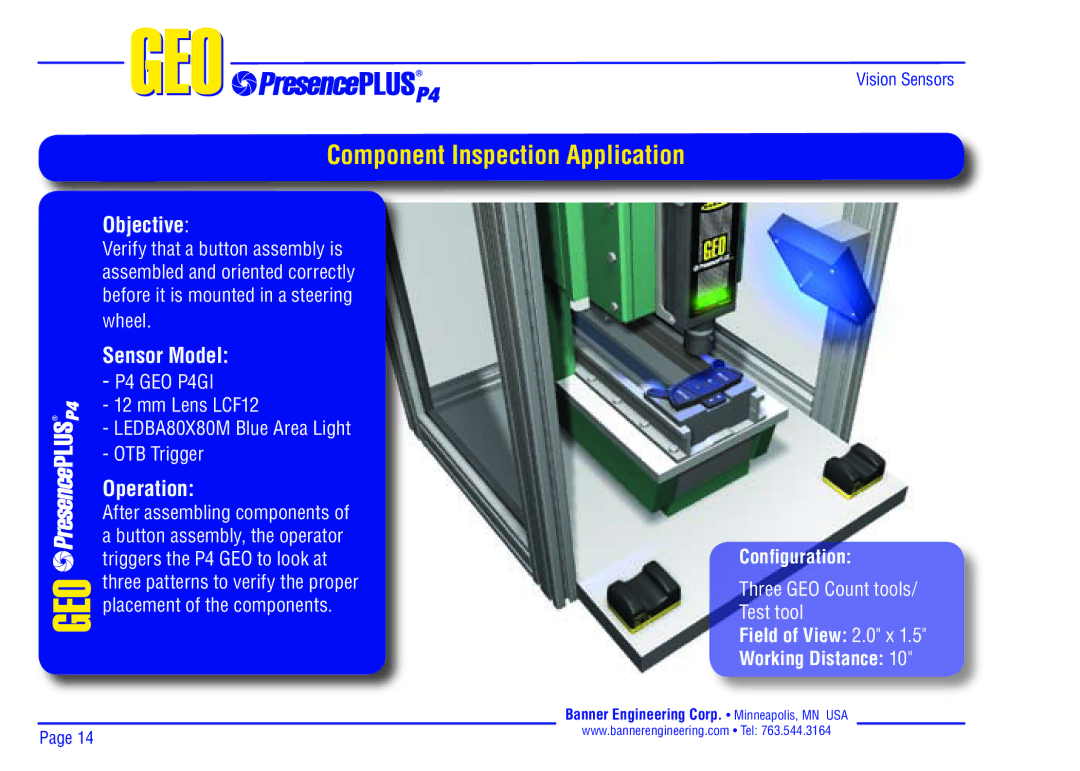 Banner P4 manual Component Inspection Application 