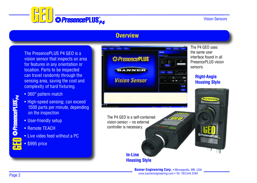 Banner P4 manual Overview, Right-Angle Housing Style, In-Line Housing Style 