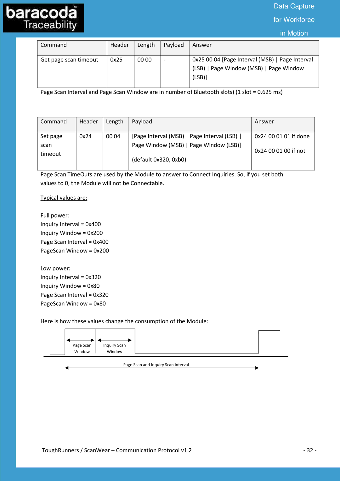 Baracoda All in One Printer manual Scan Window Inquiry Scan Scan and Inquiry Scan Interval 