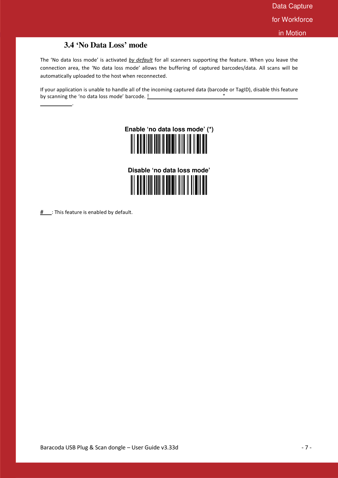 Baracoda B40050301 manual ‘No Data Loss’ mode 