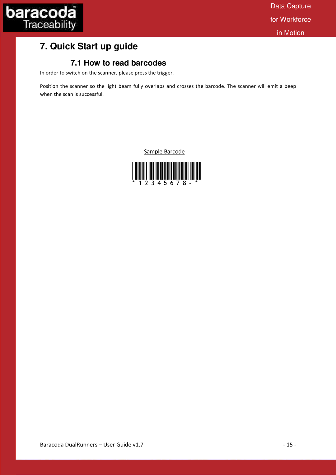 Baracoda Barcode Reader manual Quick Start up guide, How to read barcodes 