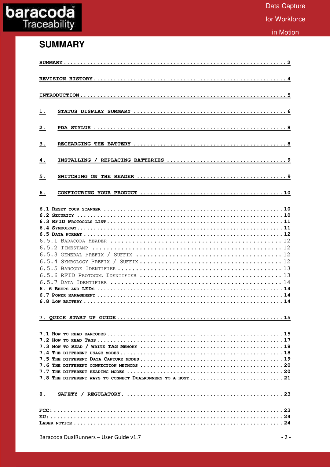 Baracoda Barcode Reader manual Summary 