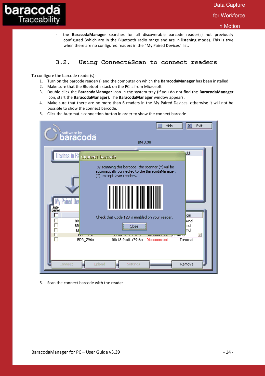 Baracoda Bluetooth Headset manual Using Connect&Scan to connect readers 