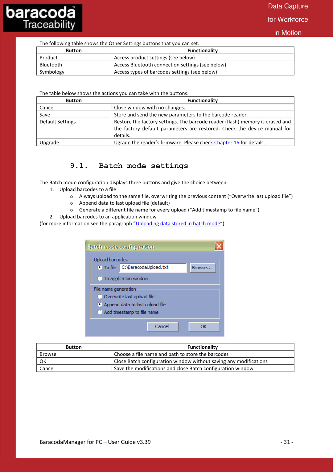 Baracoda Bluetooth Headset manual Batch mode settings 