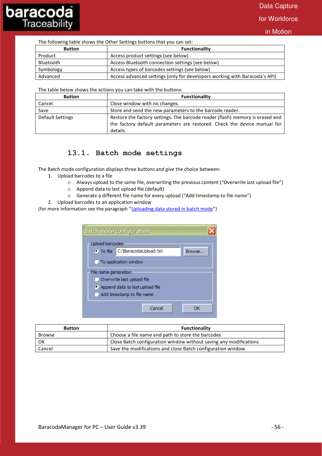 Baracoda Bluetooth Headset manual Batch mode settings 