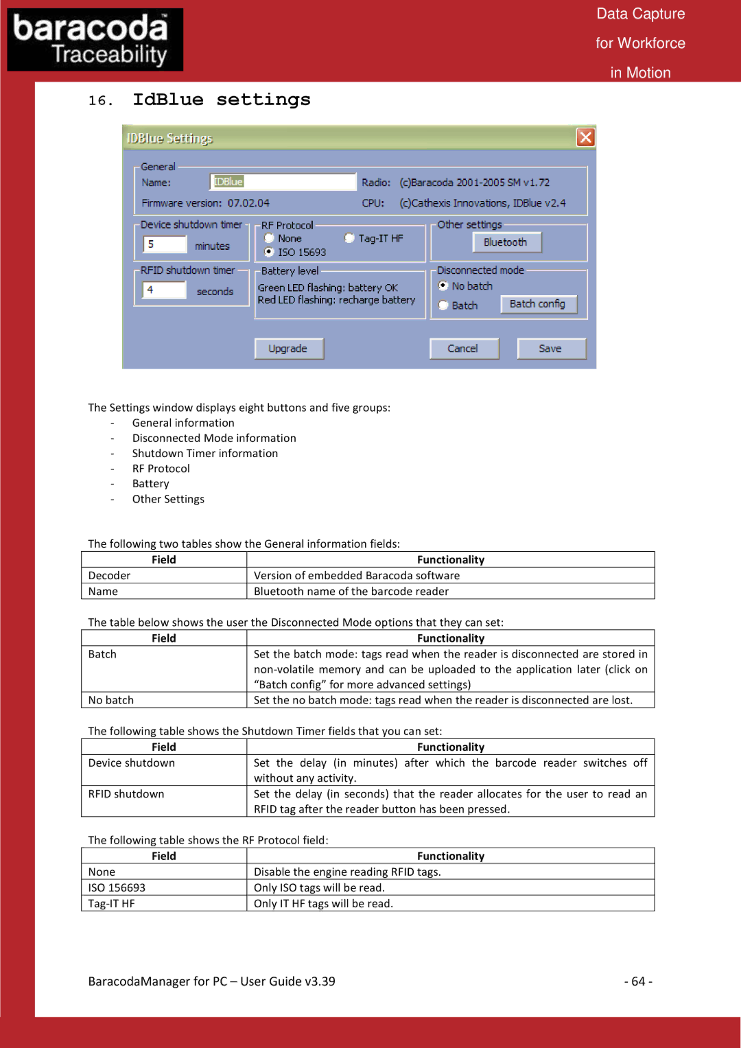 Baracoda Bluetooth Headset manual IdBlue settings 