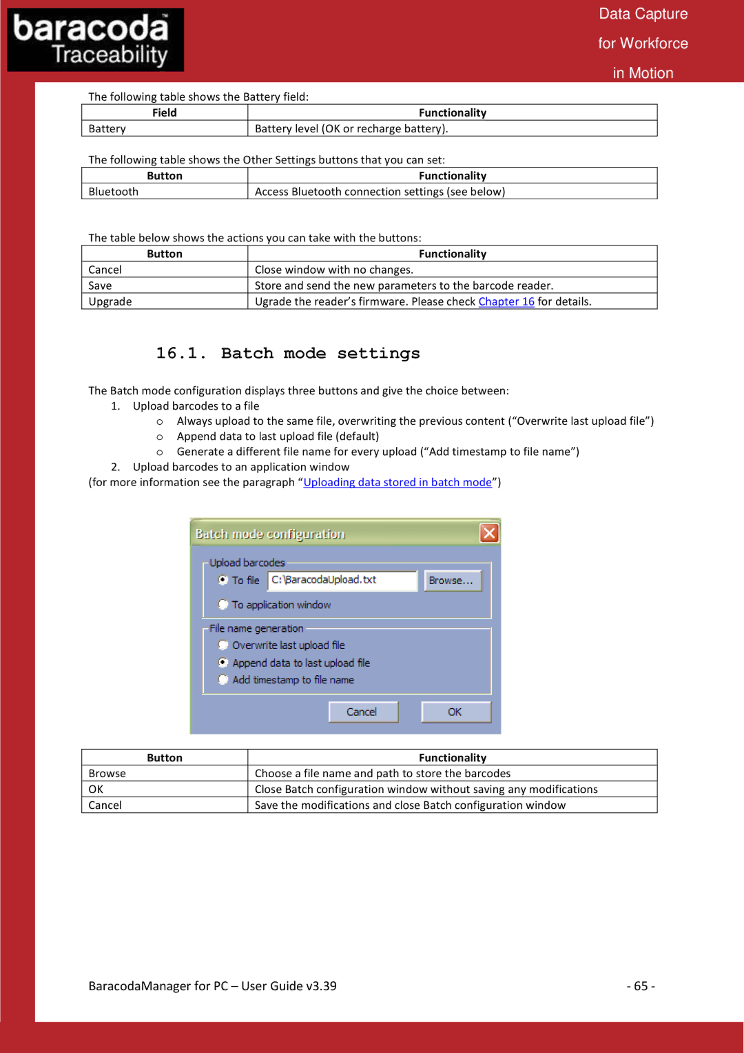 Baracoda Bluetooth Headset manual Batch mode settings 