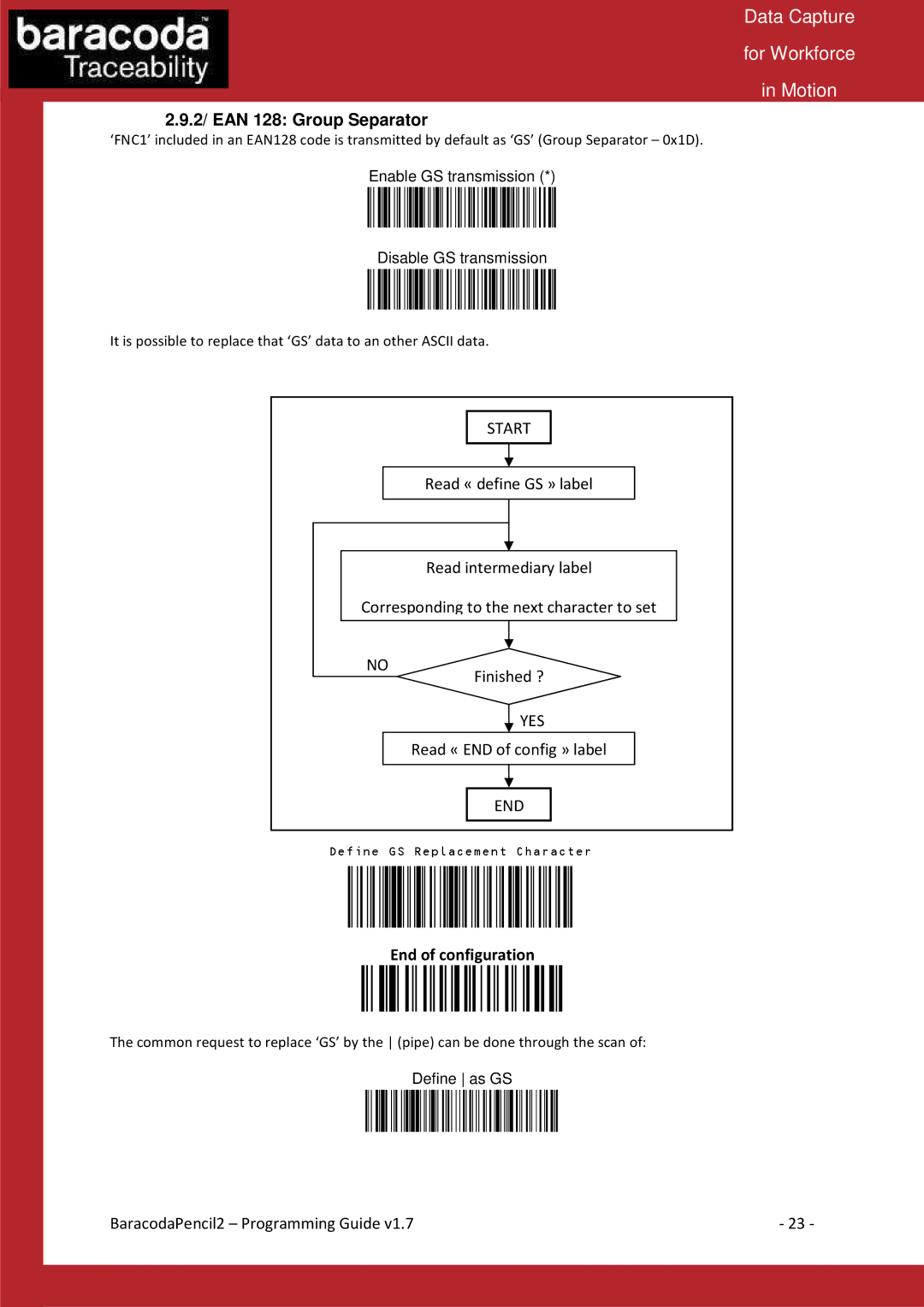 Baracoda Computer Accessories manual 2/ EAN 128 Group Separator, End of configuration 