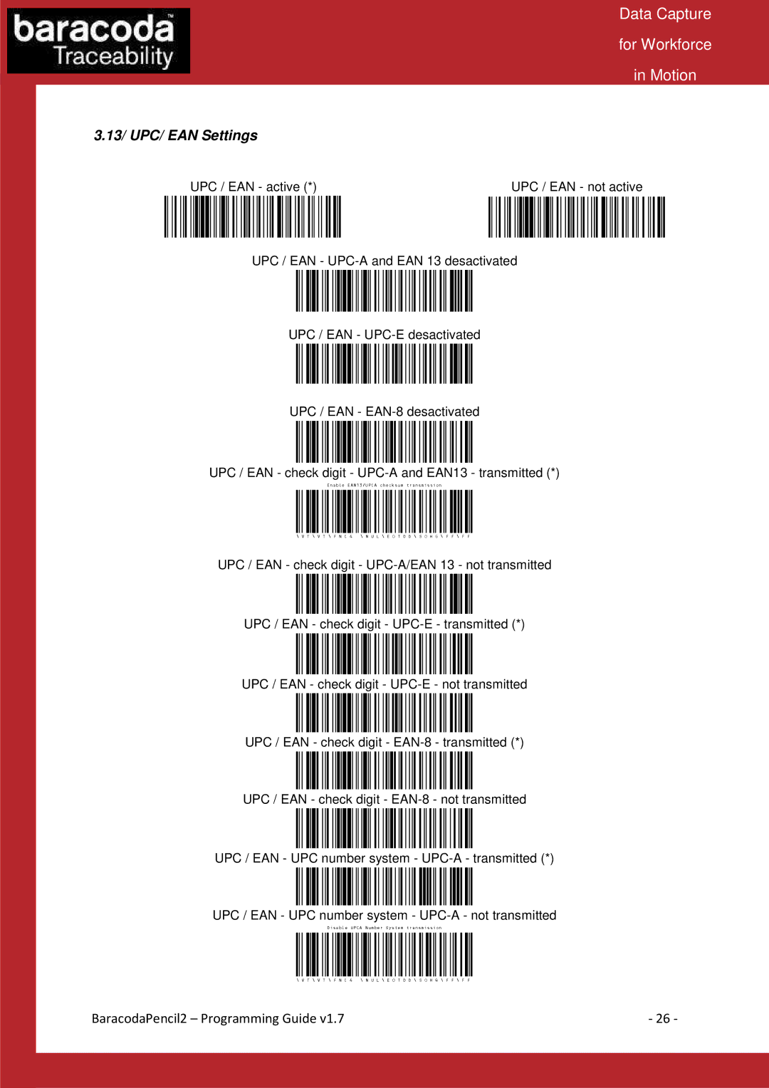 Baracoda Computer Accessories manual 13/ UPC/ EAN Settings 