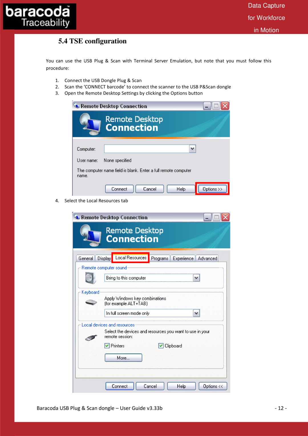 Baracoda Computer Drive manual TSE configuration 