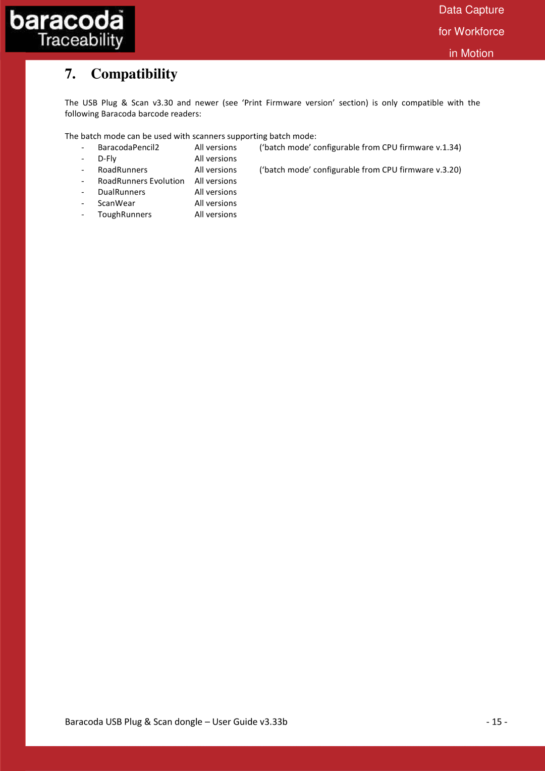 Baracoda Computer Drive manual Compatibility 