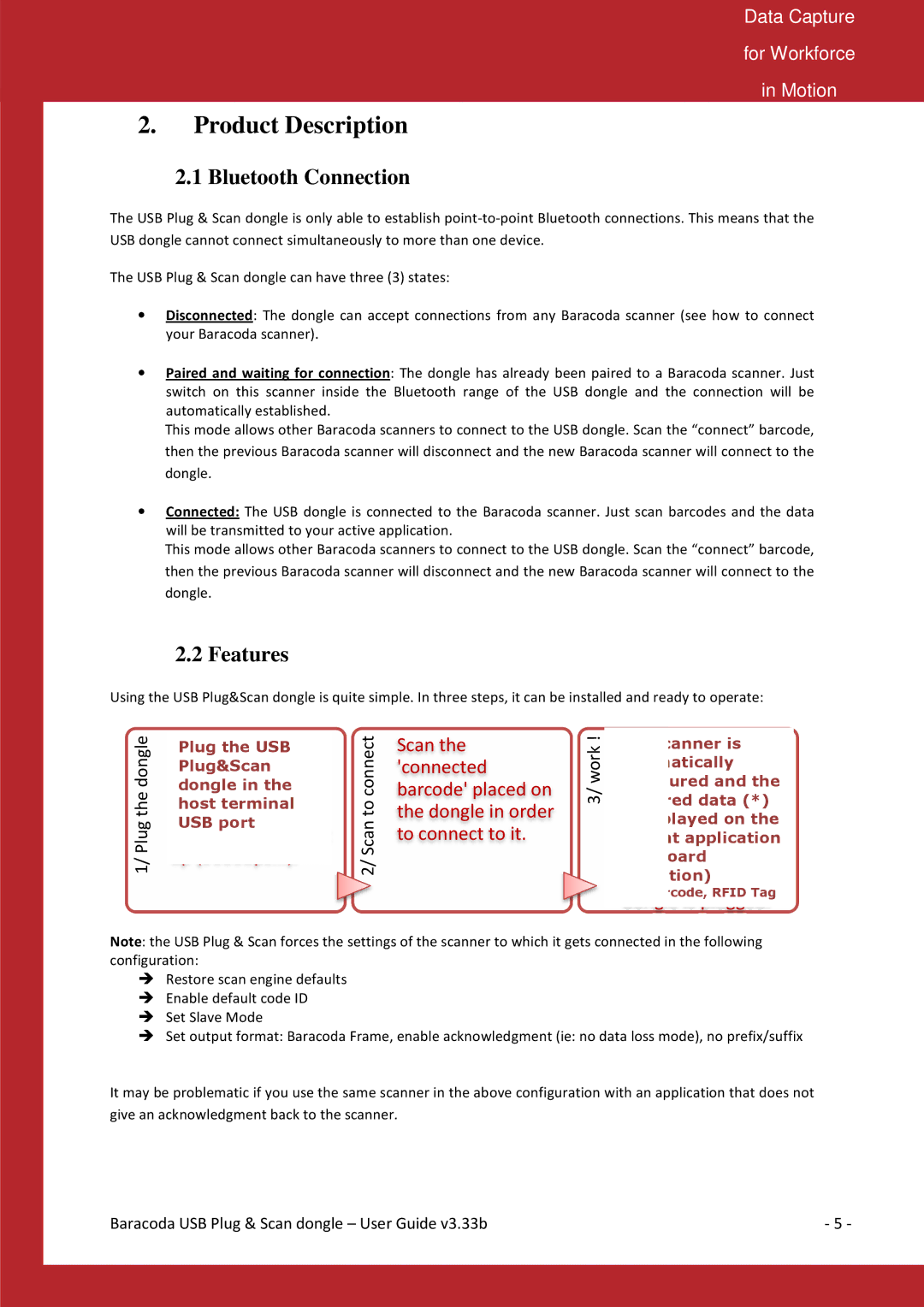 Baracoda Computer Drive manual Product Description, Bluetooth Connnection, Features 